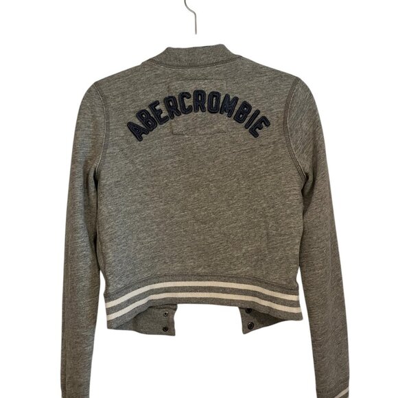 Y2K Abercrombie & Fitch Grey Varsity Bomber Jacket Patchwork Logo Size: Medium - Picture 5 of 9